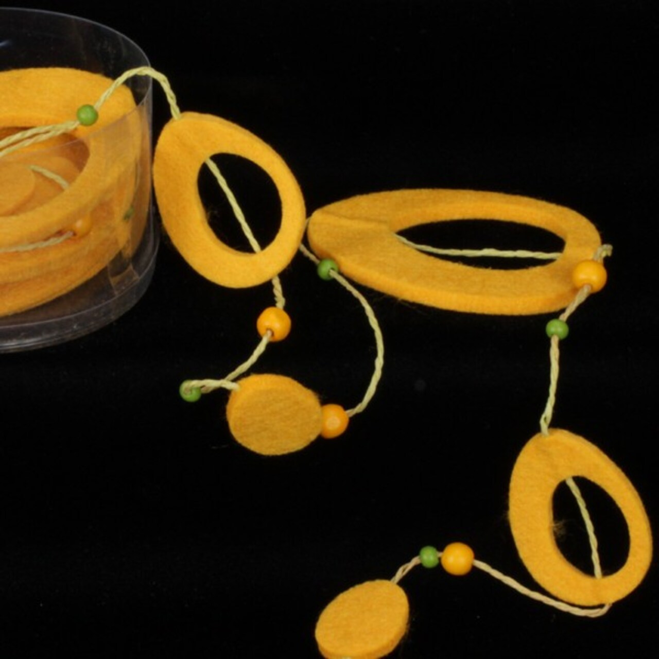The Ribbon People Dijon Yellow Fuzzy Felt Flower Garland 59" x 19.8 Yards